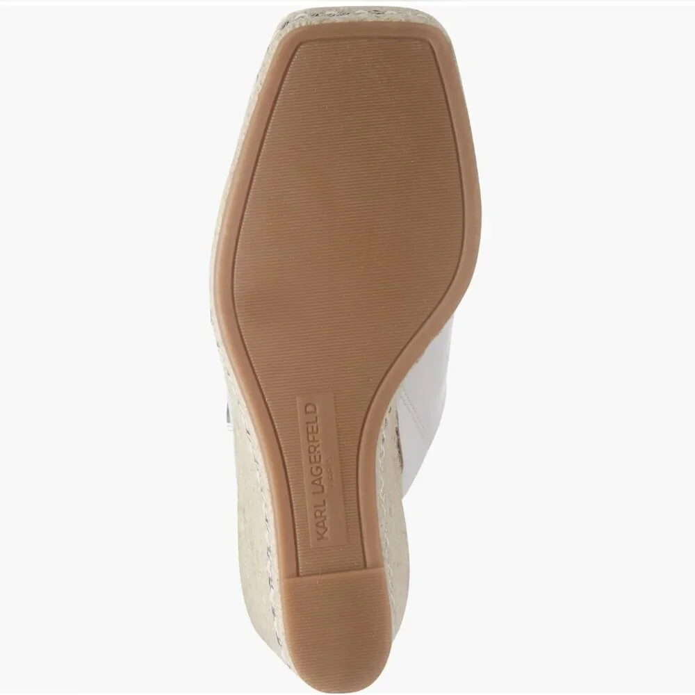 Karl Lagerfeld Paris Espadrille Wedge Sandal in White Size 9.5